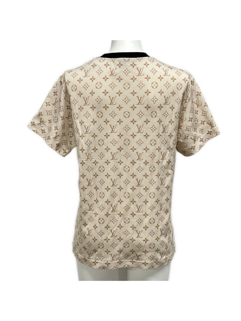★SOLD★ Louis Vuitton Short Sleeve T-Shirt L Beige Light Brown Black Crew Neck - Picture 2 of 9